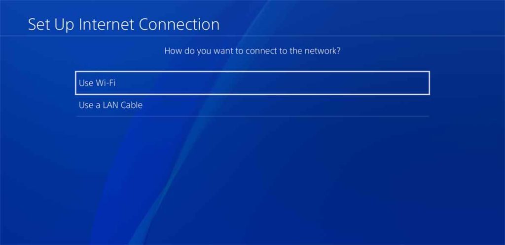 PS4 use WIFI to setup internet connection