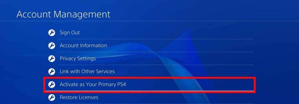 Activate as Your Primary PS4