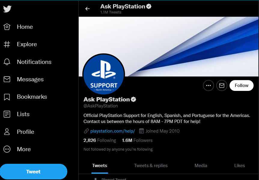 AskPlayStation official twitter handle