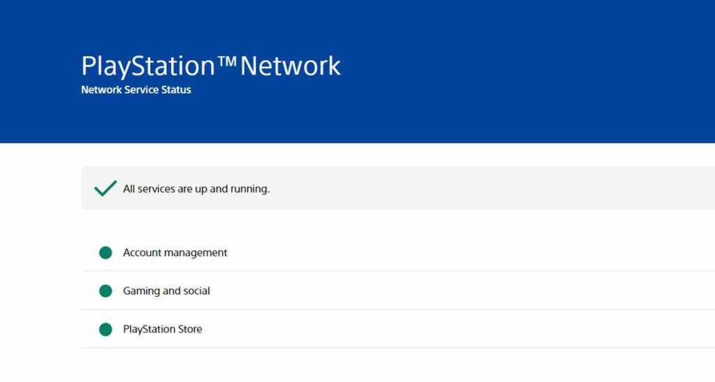 Offical PSN network status page