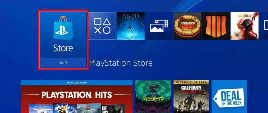 PS4 home screen and navigate to the PlayStation Store