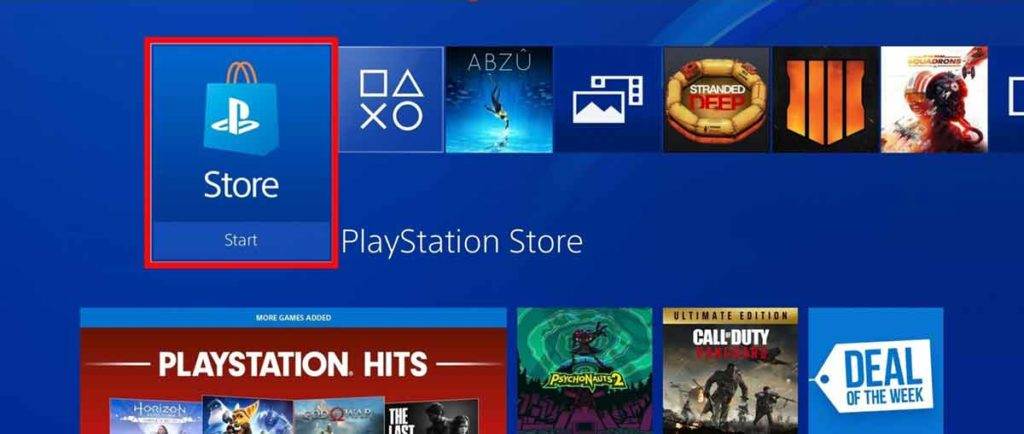 PS4 home screen and navigate to the PlayStation Store