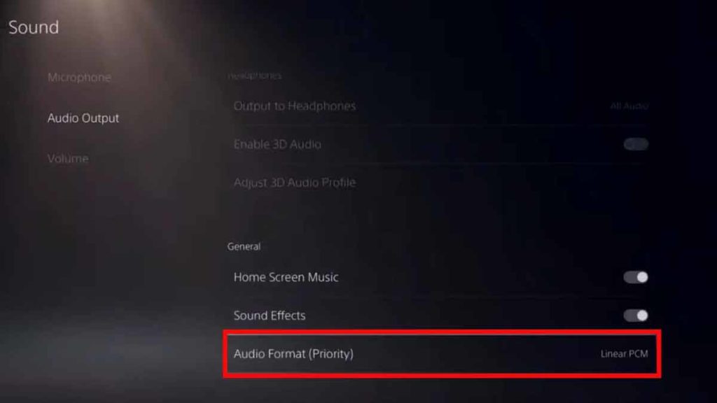 Audio Format Priority Linear PCM