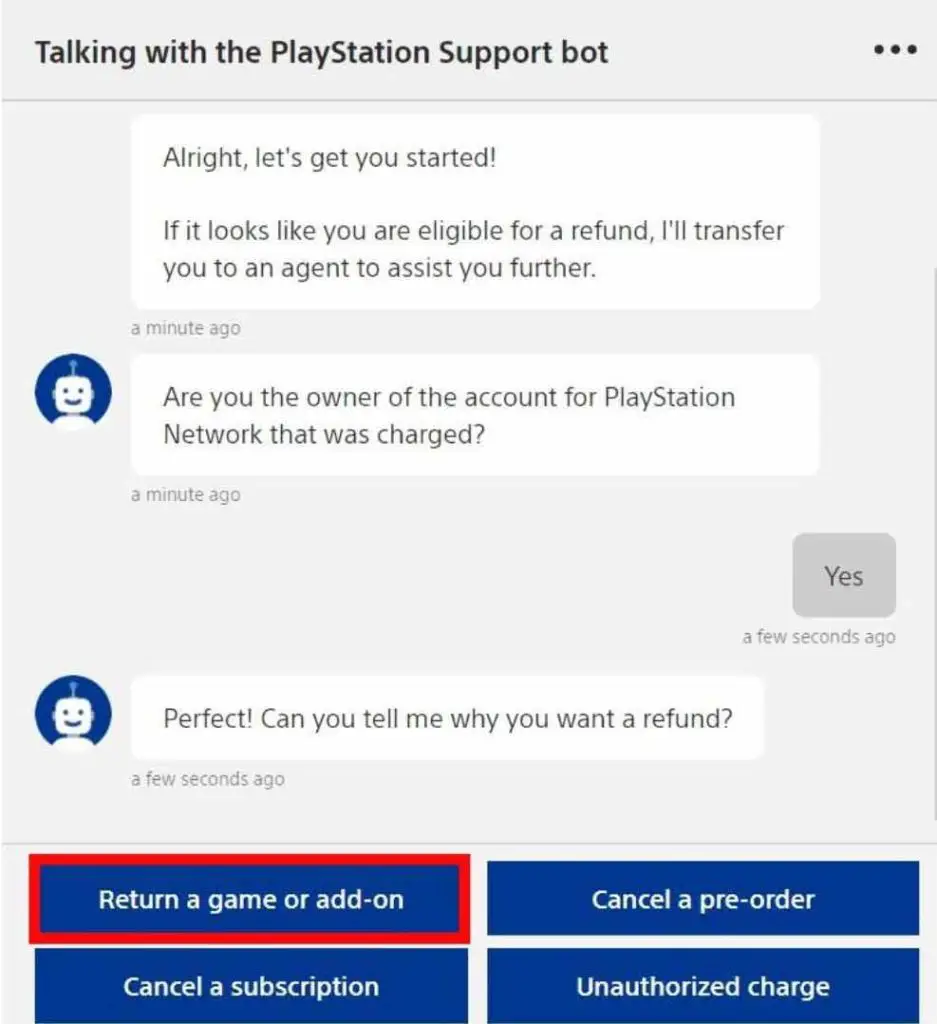 Playstation BOT why do you want a refund