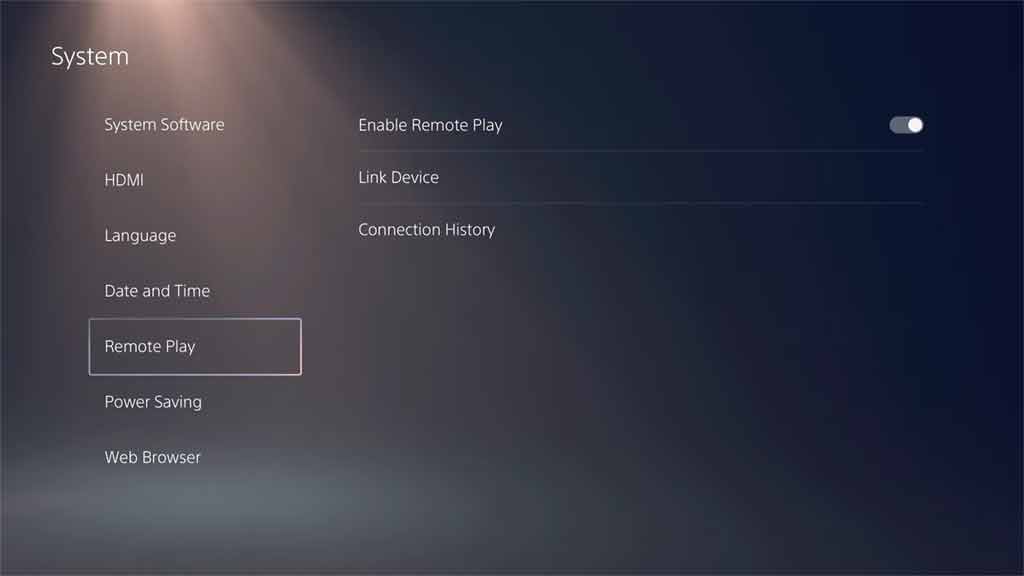 PS5 Enable Remote Play
