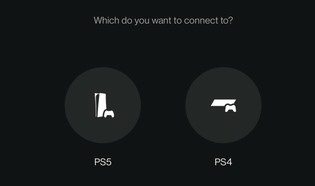 Choose PS4 or PS5 in PS remote play