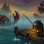 Hardshell Brook coastal pier with rat warrior — Tails of Iron 2 Blood & Brine expansion theme