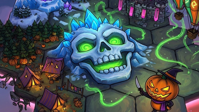 Fangtopia cozy autumn hex-grid world with friendly monsters in natural habitats