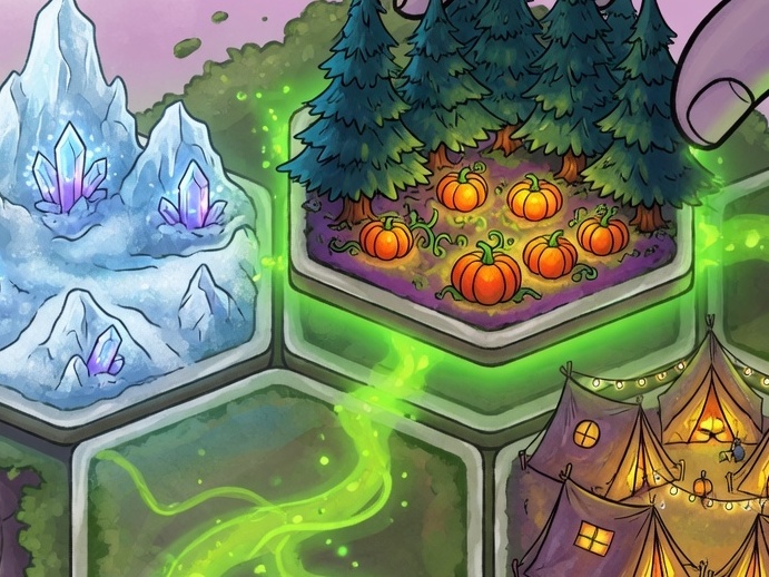 Official screenshot via PlayStation Blog showing hex-grid tile placement gameplay